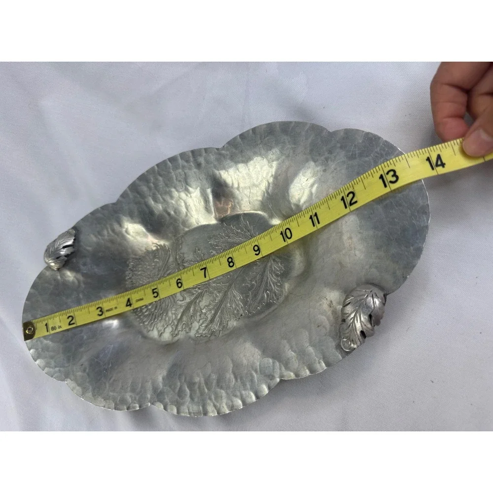 Continental Hand Wrought Hammered Aluminum Chrysanthemum Bowl 572 Mid Century